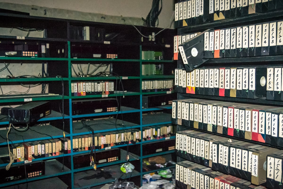 The tape room at the Qiaoyou building